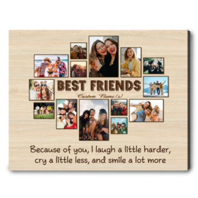 Best Christmas Gift For Friend Custom Friend Photo Collage Canvas Print