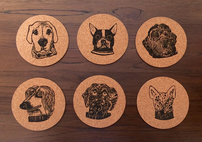 Cork Dog Coasters - inexpensive gifts for dog lovers