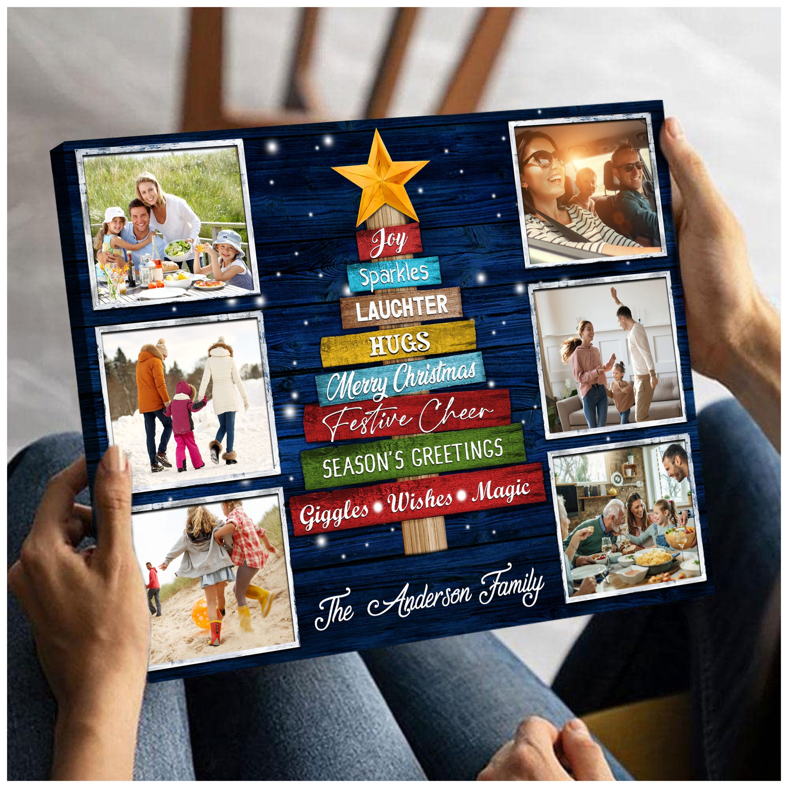 Christmas Living Room Decorating Ideas Personalized Family Photo Canvas Print