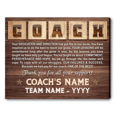 Custom Team Gift Idea For Coach Thank You Sport Coach Canvas