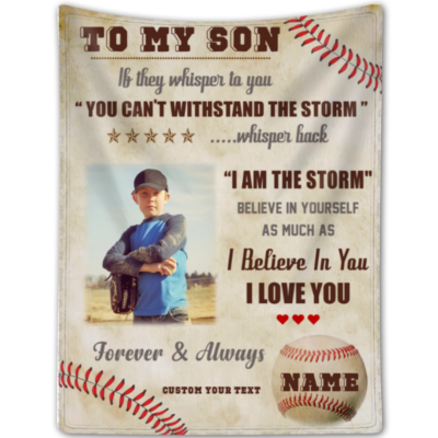 Personalized Blanket For Son Baseball Blanket Gift For Son From Mom