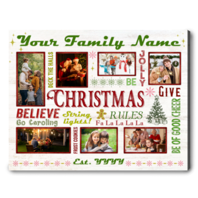 Christmas Decor Sign Personalized Family Name Welcome Home Holiday Wall Art