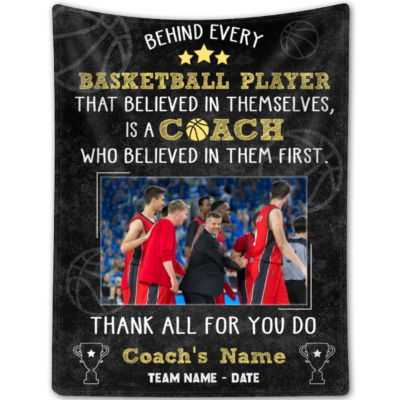 Custom Thank You Basketball Coach Blanket Sport Gift For Coach From Team