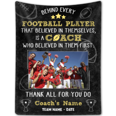 Custom Thank You Football Coach Blanket Sport Gift For Coach From Team