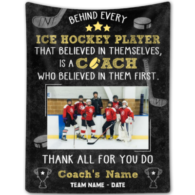 Custom Thank You Ice Hockey Coach Blanket Sport Gift For Coach From Team