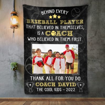 Custom Thank You Baseball Coach Blanket Sport Gift For Coach From Team 01