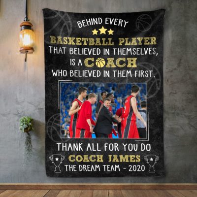 Custom Thank You Basketball Coach Blanket Sport Gift For Coach From Team 01