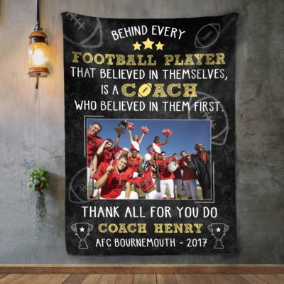 Custom Thank You Football Coach Blanket Sport Gift For Coach From Team 01