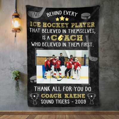 Custom Thank You Ice Hockey Coach Blanket Sport Gift For Coach From Team 01