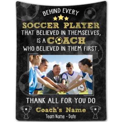 Custom Thank You Soccer Coach Blanket Sport Gift For Coach From Team
