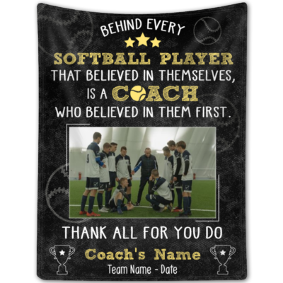 Custom Thank You Softball Coach Blanket Sport Gift For Coach From Team