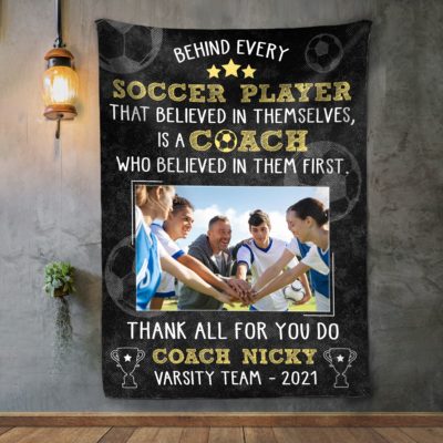 Custom Thank You Soccer Coach Blanket Sport Gift For Coach From Team 01