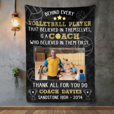 Custom Thank You Volleyball Coach Blanket Sport Gift For Coach From Team 01