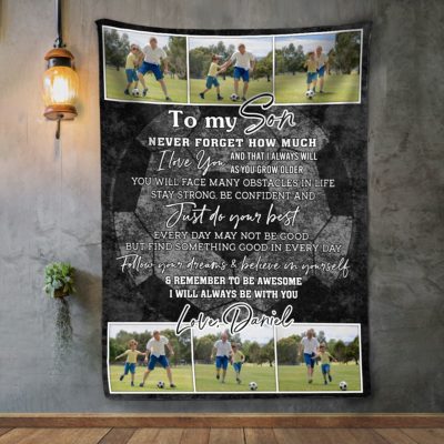 Unique Sport Gift For Son Custom Soccer Blanket For Son From Mom 01