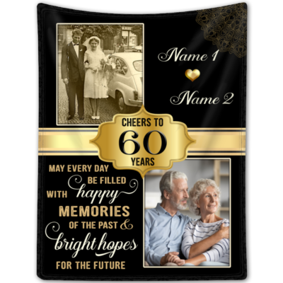 Personalized 60th Wedding Anniversary Photo Fleece Blanket 60th Anniversary For Mom and Dad Gifts