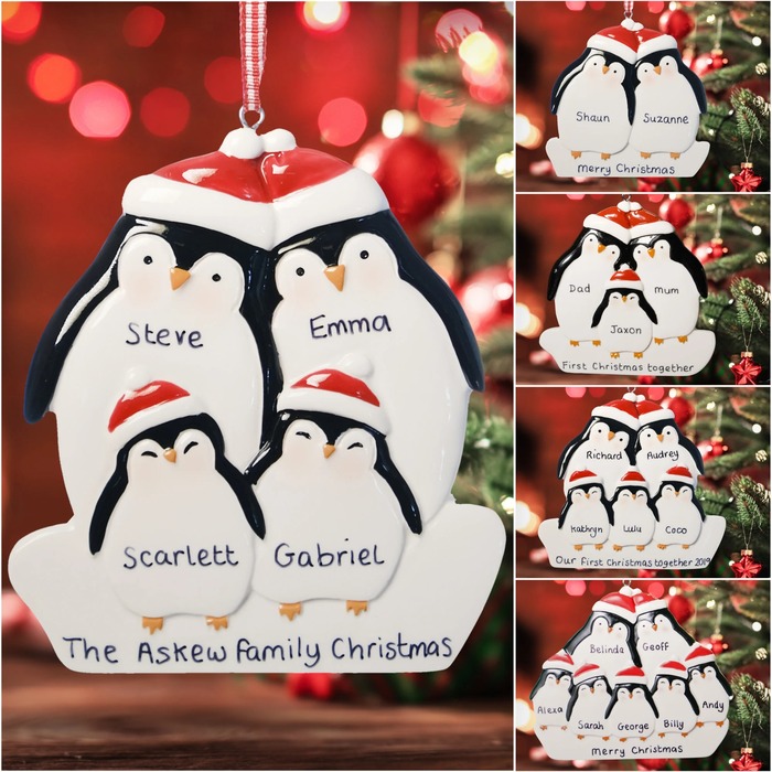 Christmas gift for sister - Penguin Family Ornament 