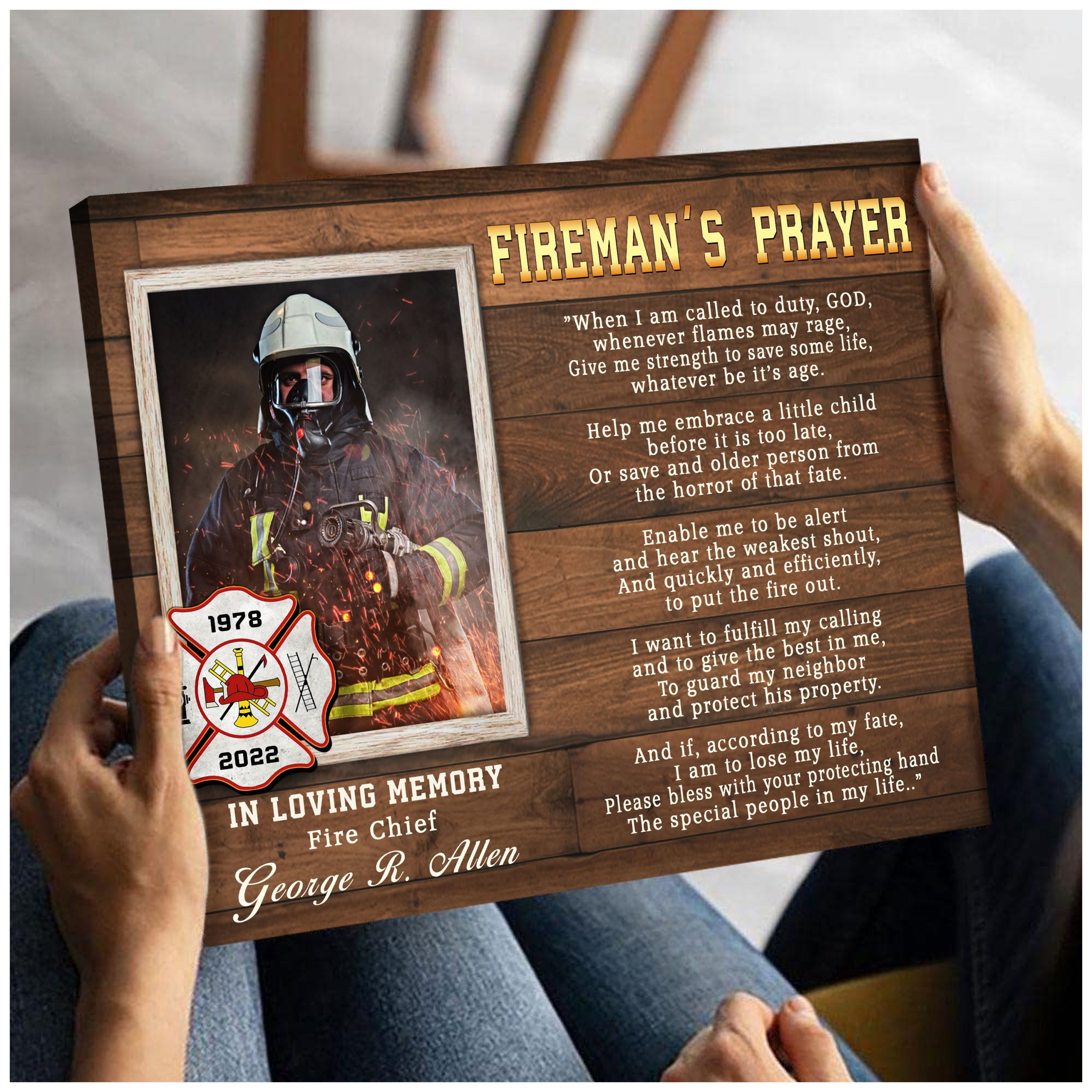 Personalized Firefighter Memorial Gift Sympathy Gift For Loss Of Firefighter Canvas Print