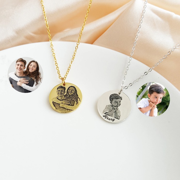 Christmas gift ideas for mother in law - Photo Engraved Necklace