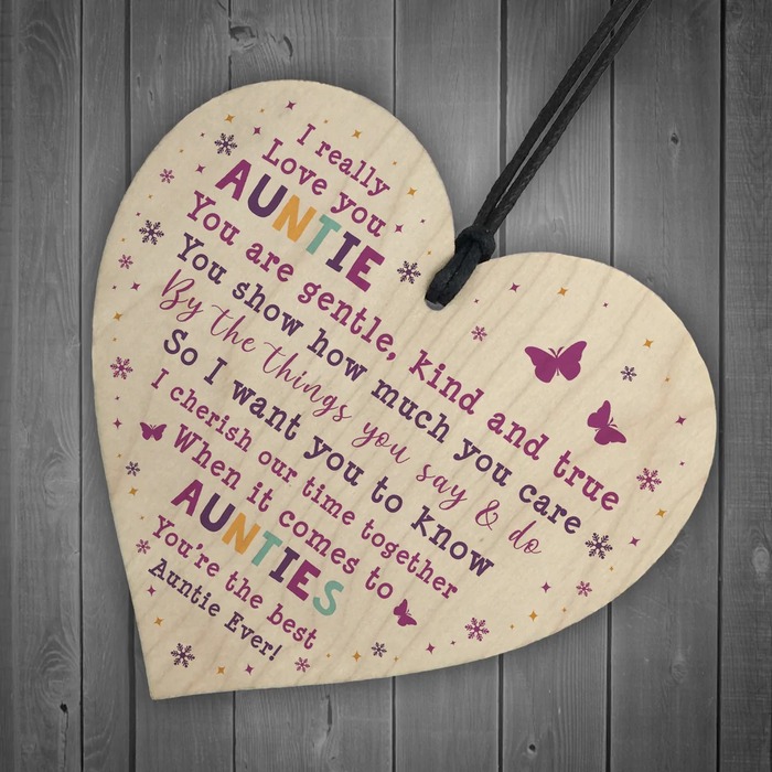 Thoughtful Gift For Aunt At Christmas - Auntie Wooden Heart Plaque