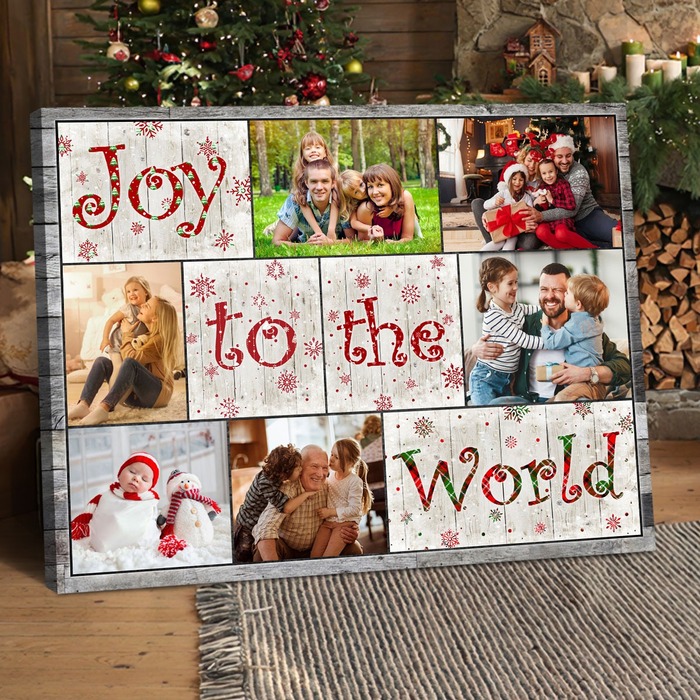 Christmas gift for aunt - Personalized "Joy To The World" Canvas