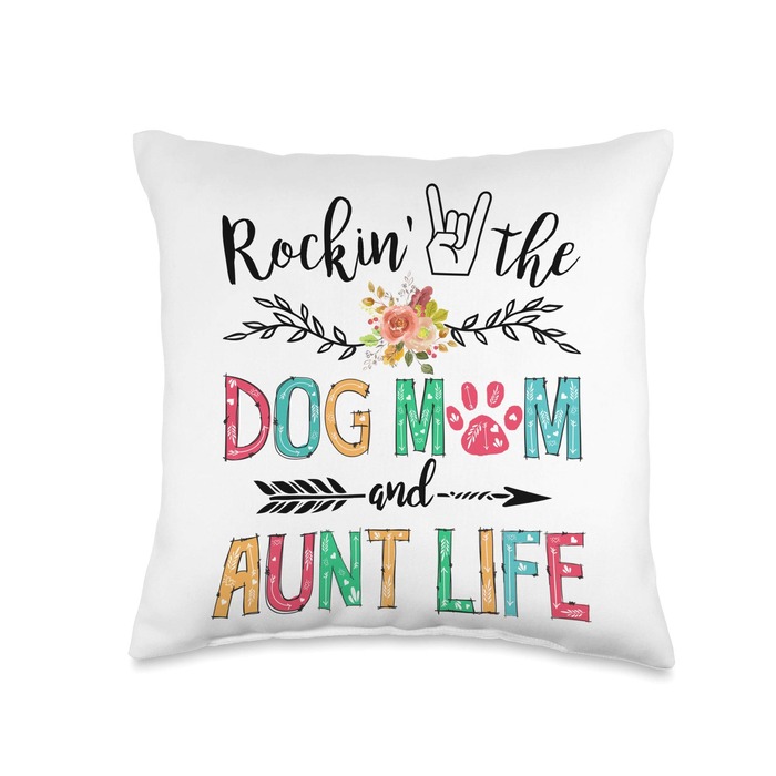 Aunt Gift For Christmas - Dog Mom And Aunt Life Pillow Case