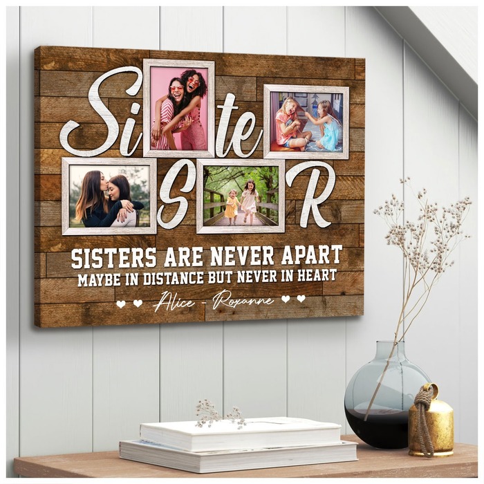 Christmas Presents For Sister In Law - &Quot;Sister Never Apart&Quot; Canvas Print