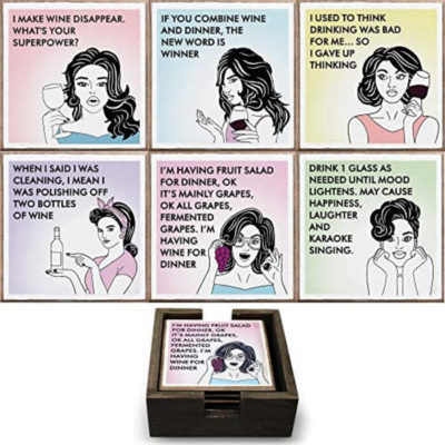  Funny Wine Coasters - fun christmas gifts for best friends. Image via Google.