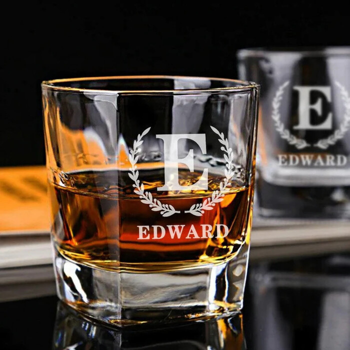 Custom Whiskey Glasses - man cave and best gifts for boyfriend at Christmas. Image via Google.