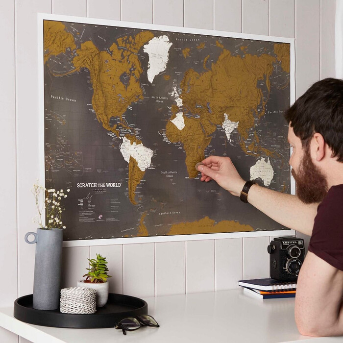 Travel The World Scratch Map - christmas ideas for boyfriend. Image via Google.