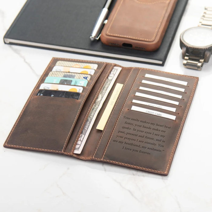 Personalized Leather Wallet - good gift for boyfriend at Christmas. Image via Google.