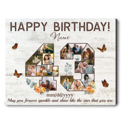 Customized 43th Birthday Gift Idea Photos Collage Canvas For 43th Birthday