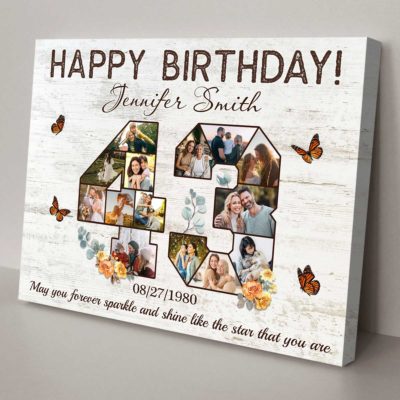 Customized 43th Birthday Gift Idea Photos Collage Canvas For 43th Birthday 01