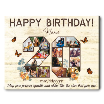 Customized 20th Birthday Gift Idea Photos Collage Canvas For 20th Birthday