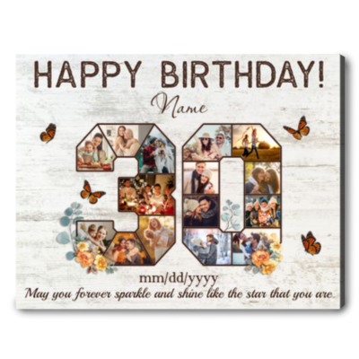Customized 30th Birthday Gift Idea Photos Collage Canvas For 30th Birthday