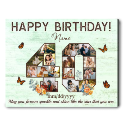 Customized 40th Birthday Gift Idea Photos Collage Canvas For 40th Birthday