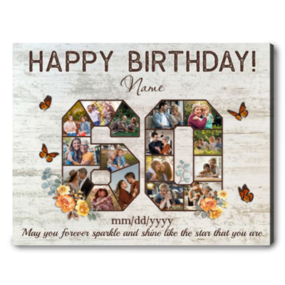 Customized 60th Birthday Gift Idea Photos Collage Canvas For 60th Birthday