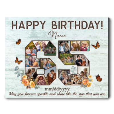 Customized 65th Birthday Gift Idea Photos Collage Canvas For 65th Birthday