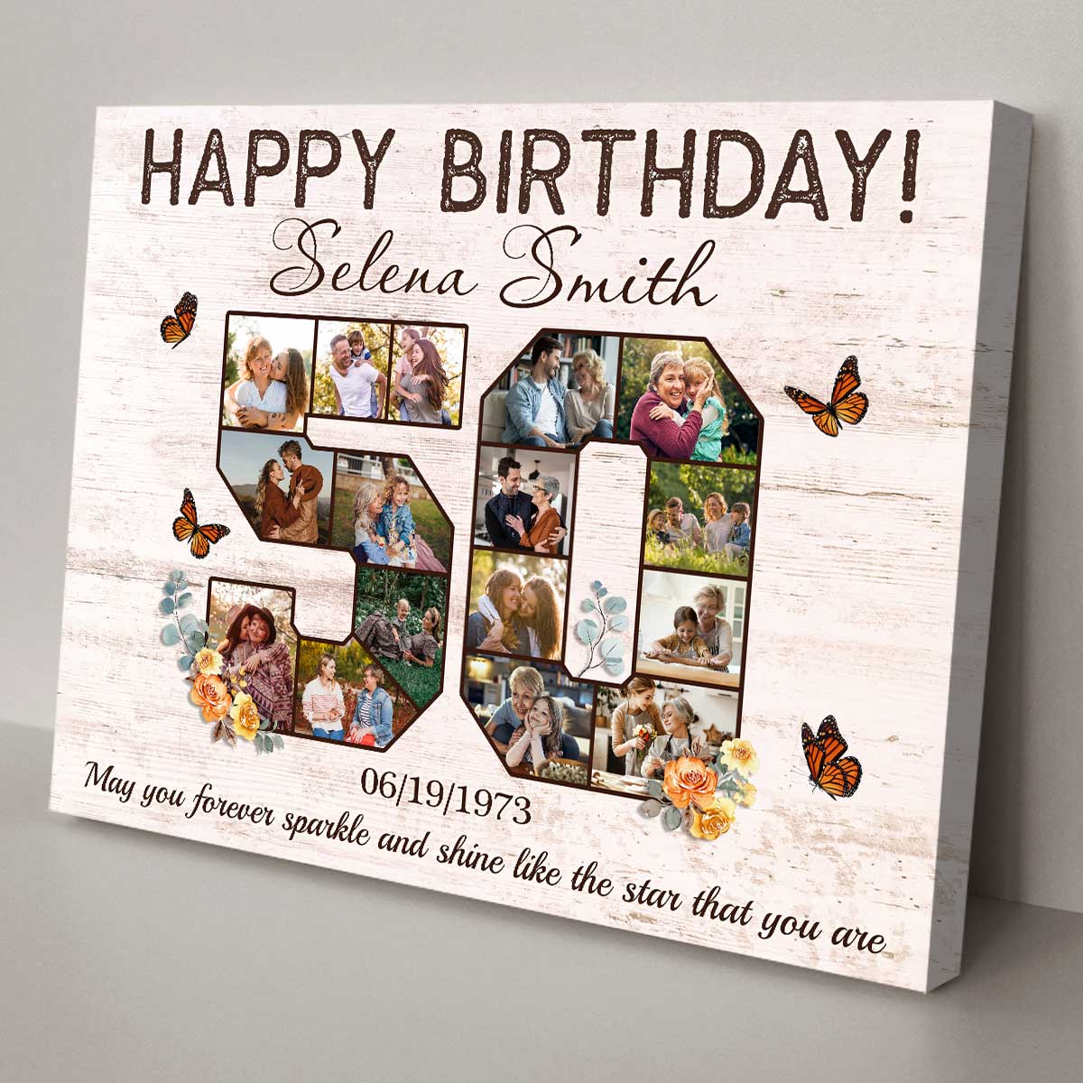 Unique 50th Birthday Gifts For Her Custom Photo Canvas Collage - Oh Canvas