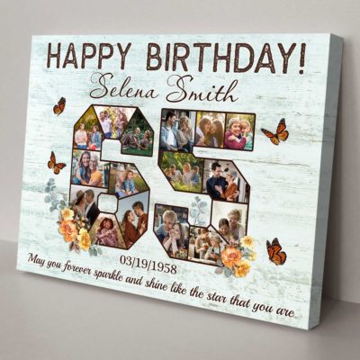 Customized 65th Birthday Gift Idea Photos Collage Canvas For 65th Birthday 01