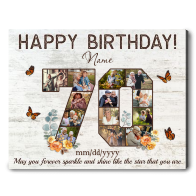 Customized 70th Birthday Gift Idea Photos Collage Canvas For 70th Birthday