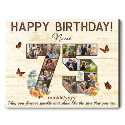 Customized 75th Birthday Gift Idea Photos Collage Canvas For 75th Birthday