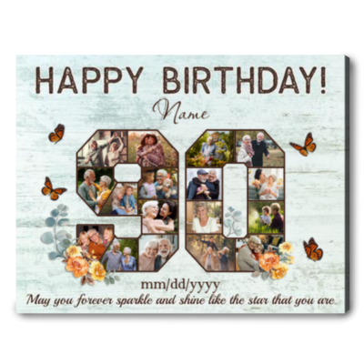 Customized 90th Birthday Gift Idea Photos Collage Canvas For 90th Birthday