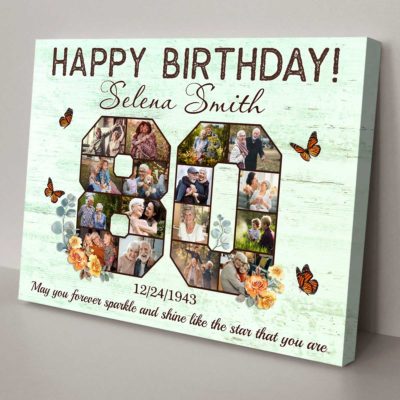 Customized 80th Birthday Gift Idea Photos Collage Canvas For 80th Birthday 01
