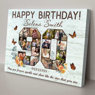 Customized 90th Birthday Gift Idea Photos Collage Canvas For 90th Birthday 01