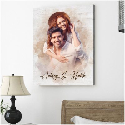 Unique Valentine Gift Personalized Gift For Couple Portrait Canvas Print