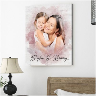 Unique Gift For Mom Day Portrait Custom For Mom Canvas Print