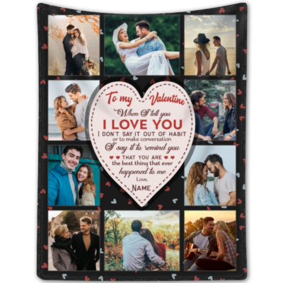 Custom Valentine's Day Gift For Girlfriend Collage Photo Fleece Blanket