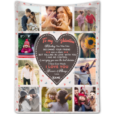 Custom Valentine's Day Gift For Wife Collage Photo Fleece Blanket