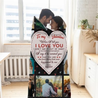 Custom Valentine's Day Gift For Girlfriend Collage Photo Fleece Blanket