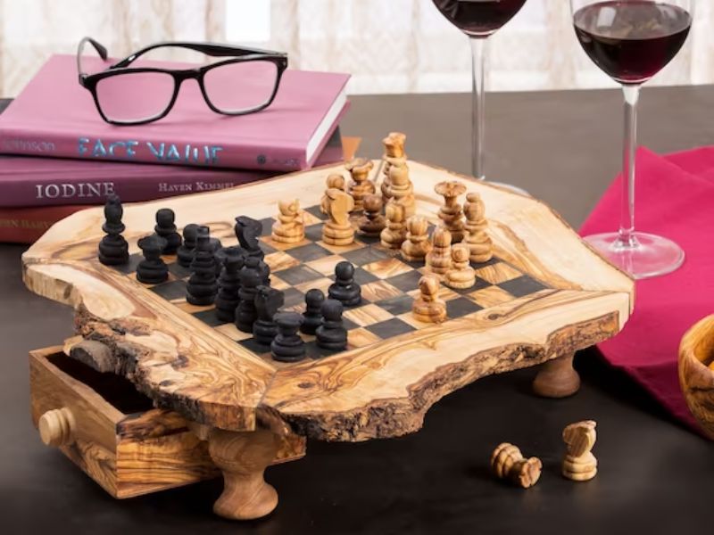 Wooden Chess Set For The 5Th Anniversary 